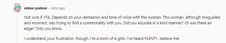 OP doesn’t need to educate an adult woman.