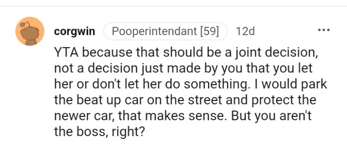 I would park the beat-up car on the street