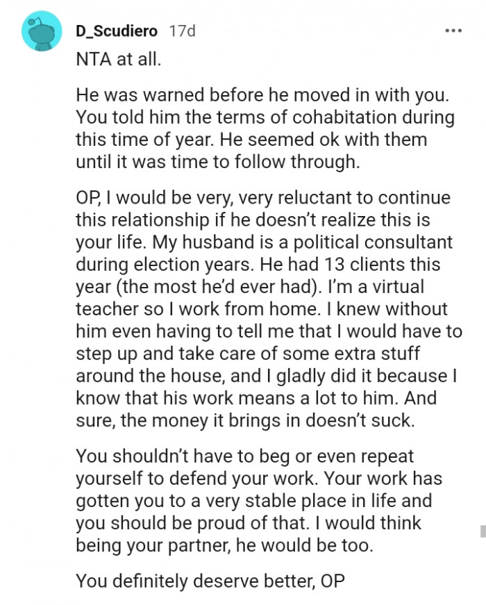 He seemed okay with it until the time came