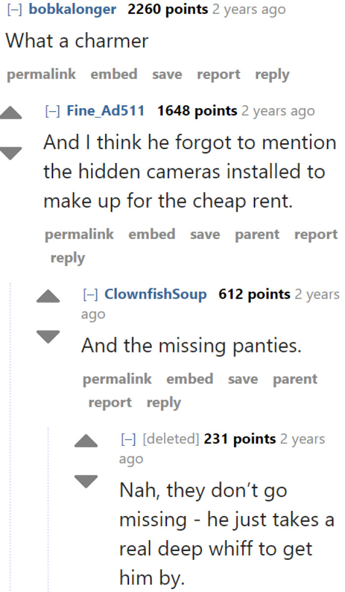 What if this guy has hidden cameras installed in the room?