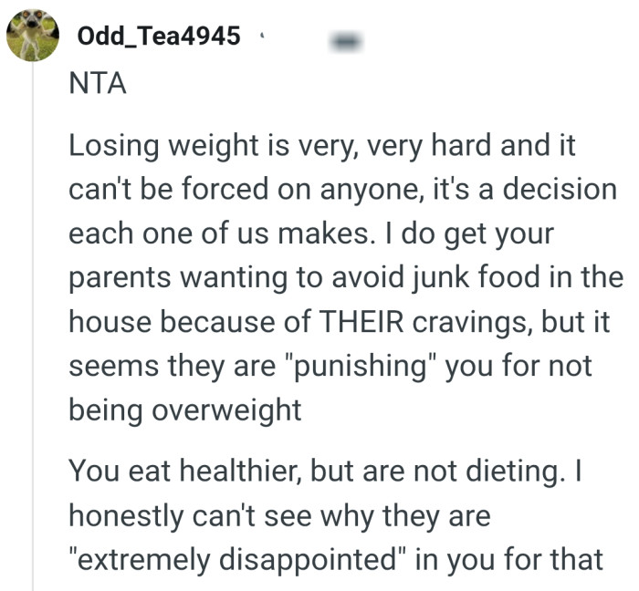 They shouldn't punish the OP for not being overweight
