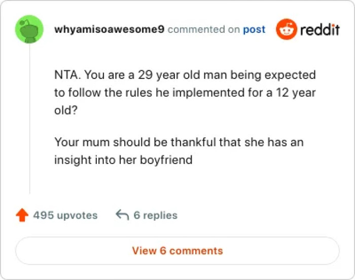 At least the OP made his mom realize that dating this guy was a mistake.