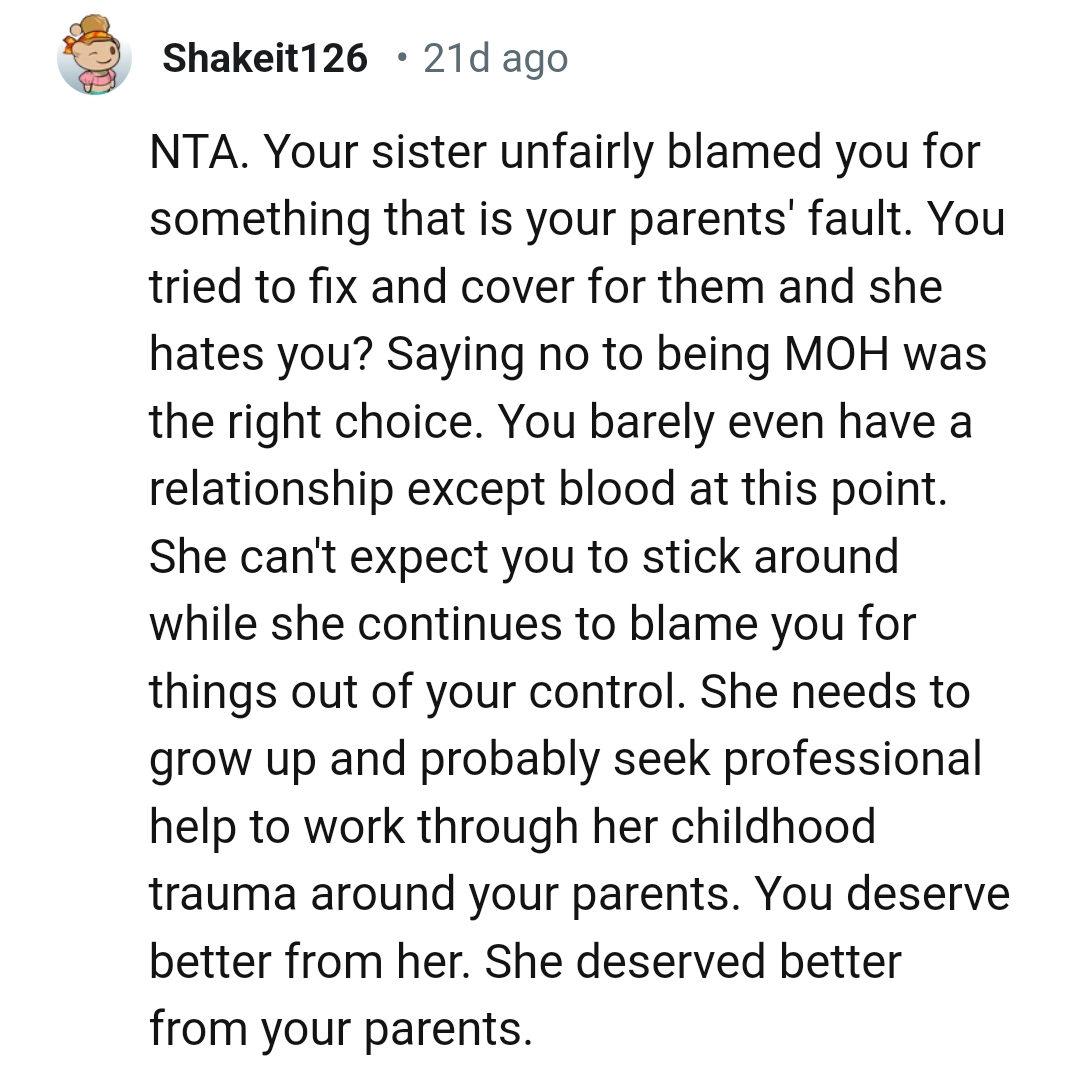 She needs to grow up