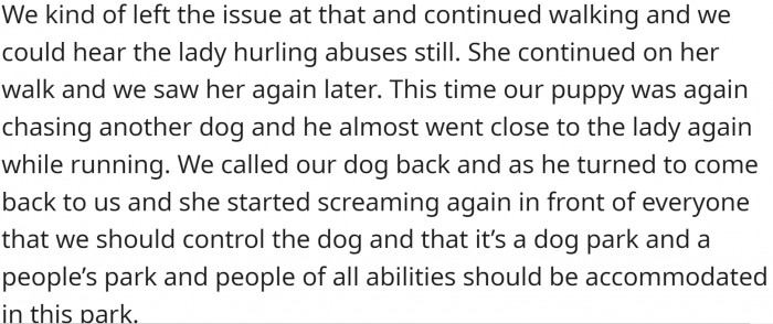 They met the old lady again, and a similar situation almost happened: