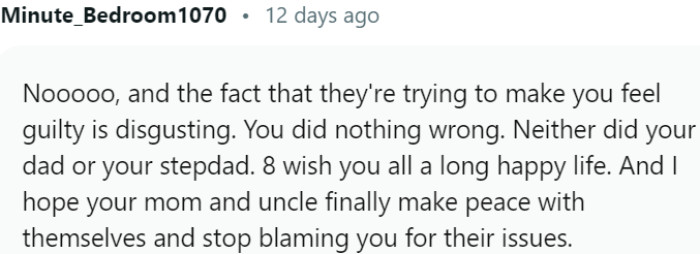 No wrongdoing, only love and hope for a happy life ahead