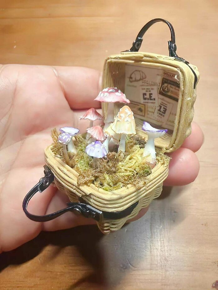 "A Whimsical Handmade Miniature 'Mushroom Suitcase'"