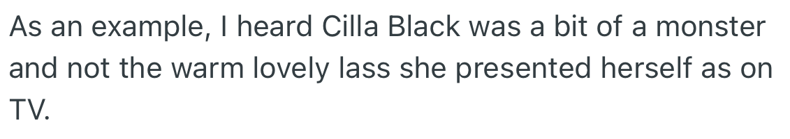 OP hints at personality differences of celebrities in public and private.