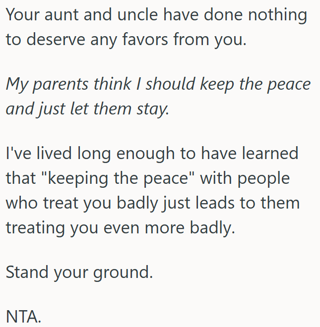 Stand your ground when people treat you badly.