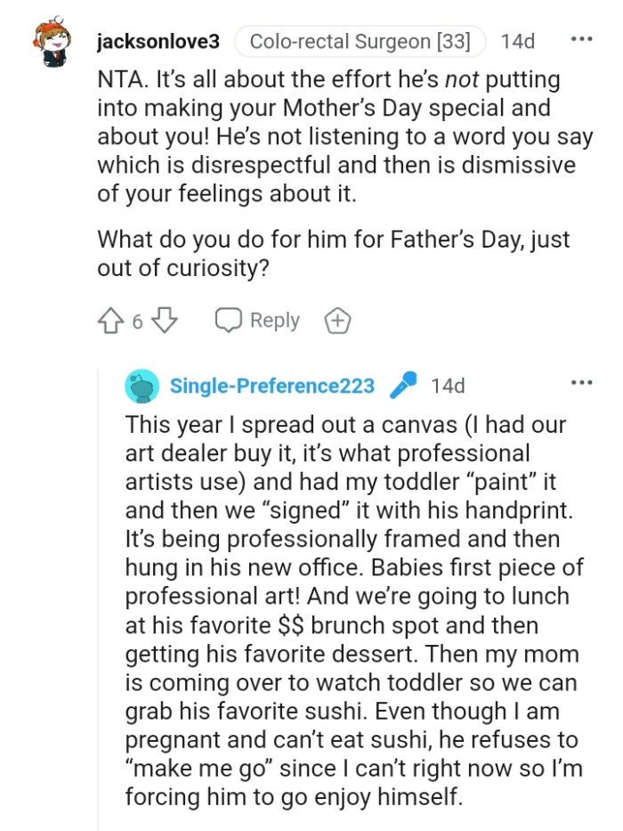 This Redditor, out of curiosity, wants to know what the OP does for him during Father's Day