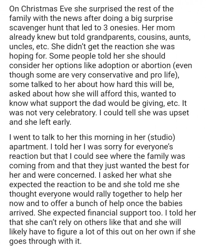 Some people told her she should consider her options, like adoption or abortion