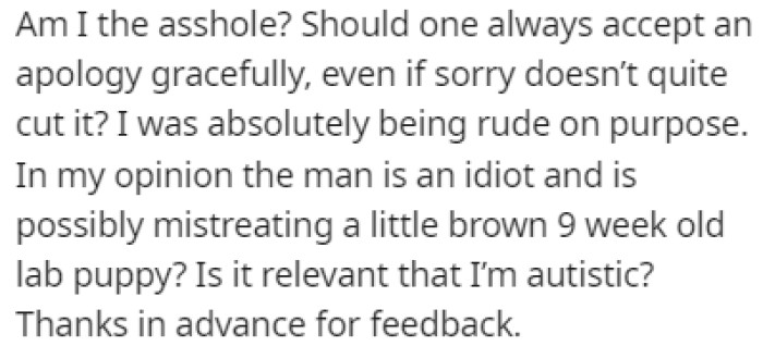 OP is now wondering if it was wrong for him to do that