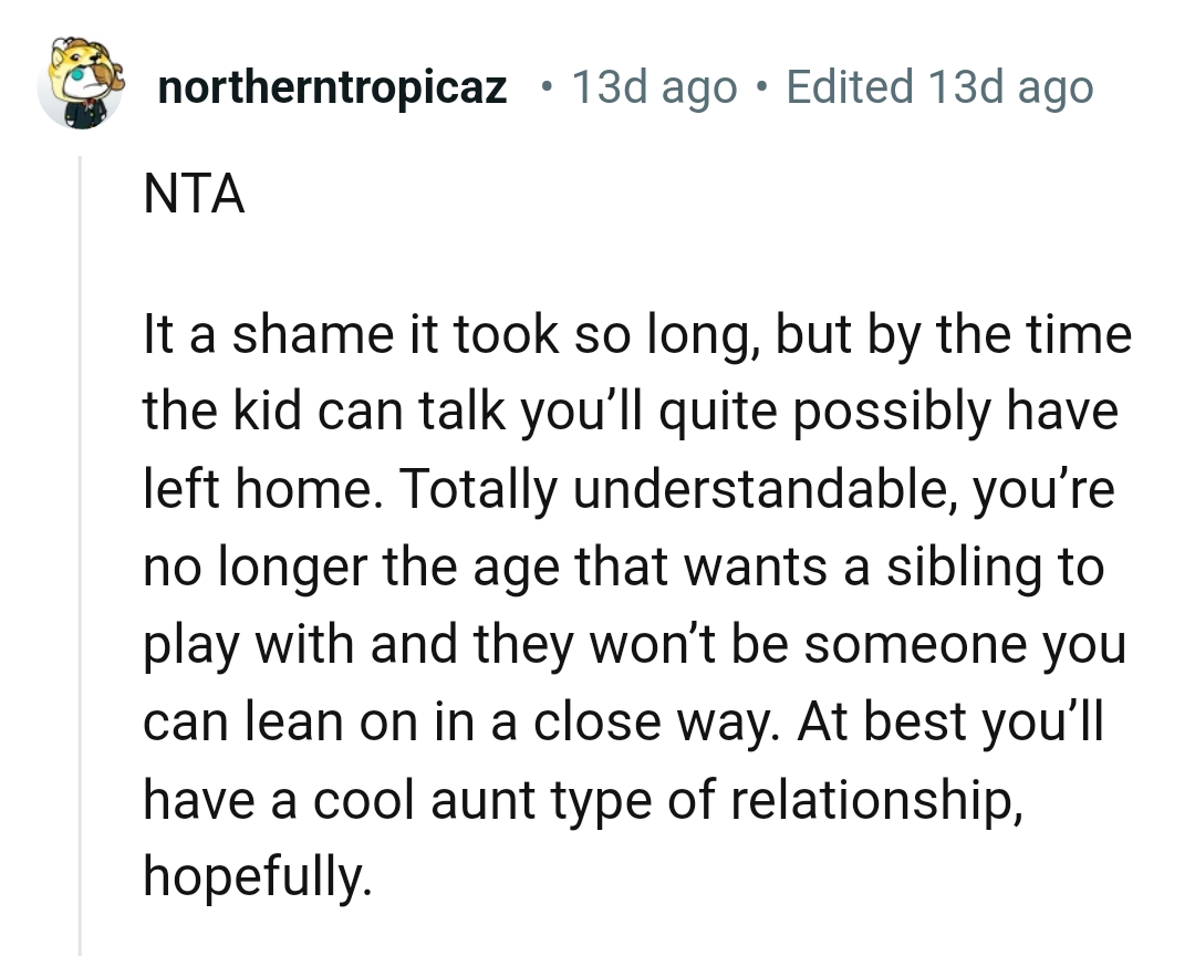 The OP's not the child that wanted a sibling