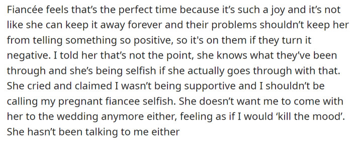 They got into an argument, and he called her selfish: