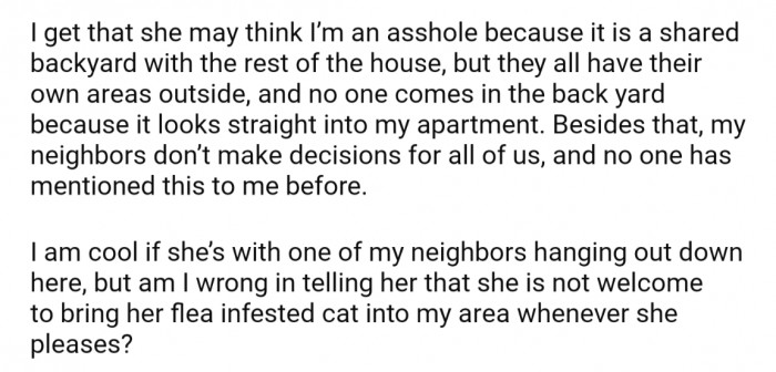 All the neighbors in the apartment OP lives in have their own outside areas, and Em can hang with them