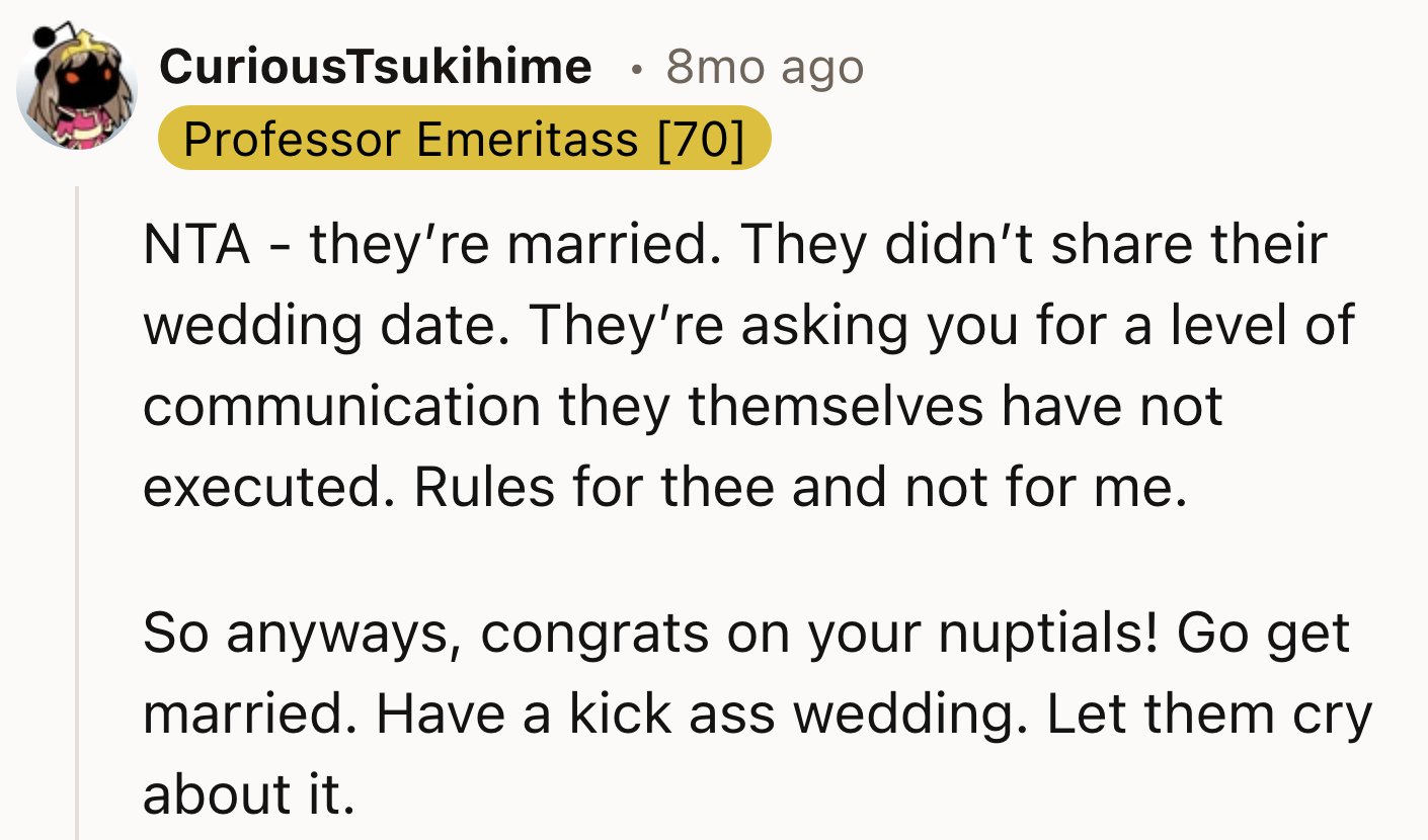 They Didn't Share Their Wedding Date