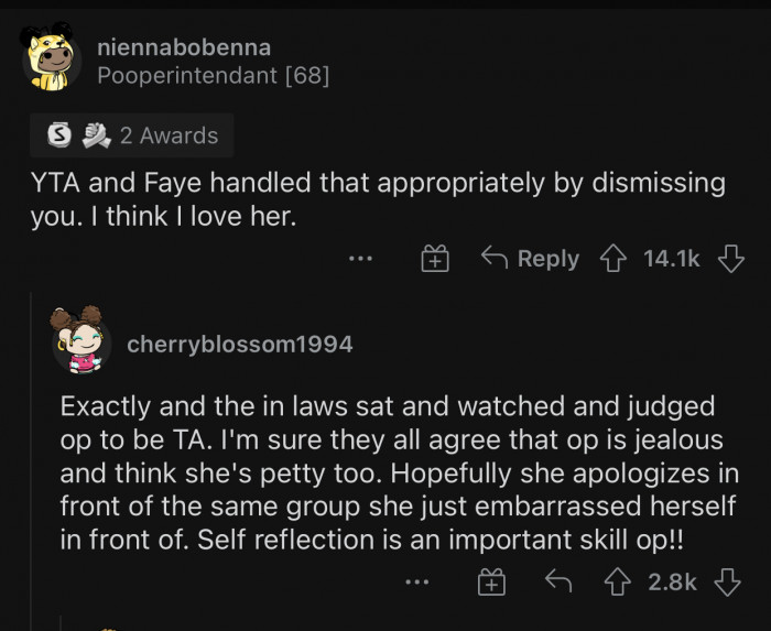 OP needs to apologize for her behavior.