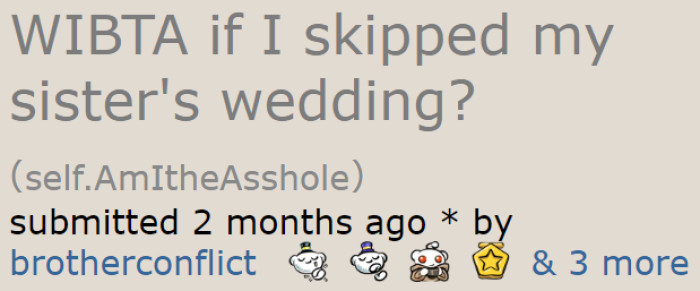 The OP is wondering if he's the a-hole for deciding to skip the wedding.