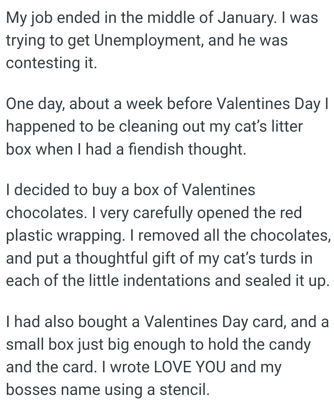 The OP put a thoughtful gift of her cat’s turds in each of the little indentations