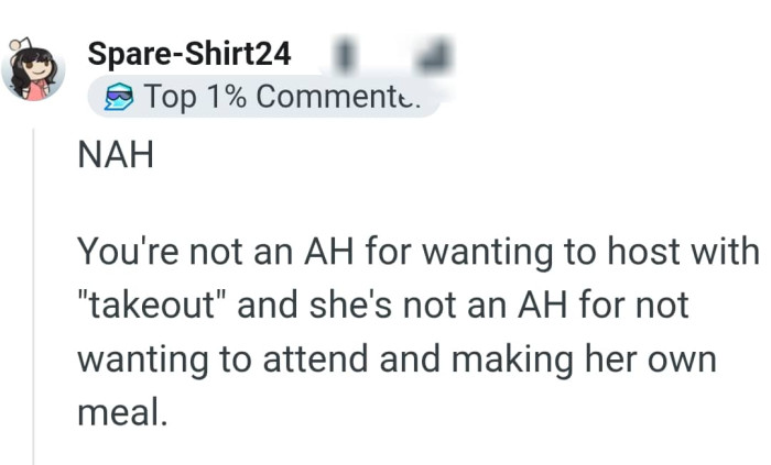 The OP isn't wrong for wanting to host