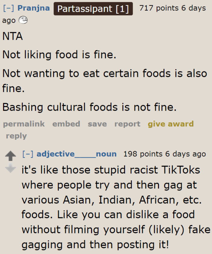 Sadly, being racist about food is a thing on TikTok.