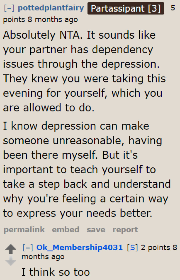 Taking a step back from their partner is one way to process the situation and decide what happens next.