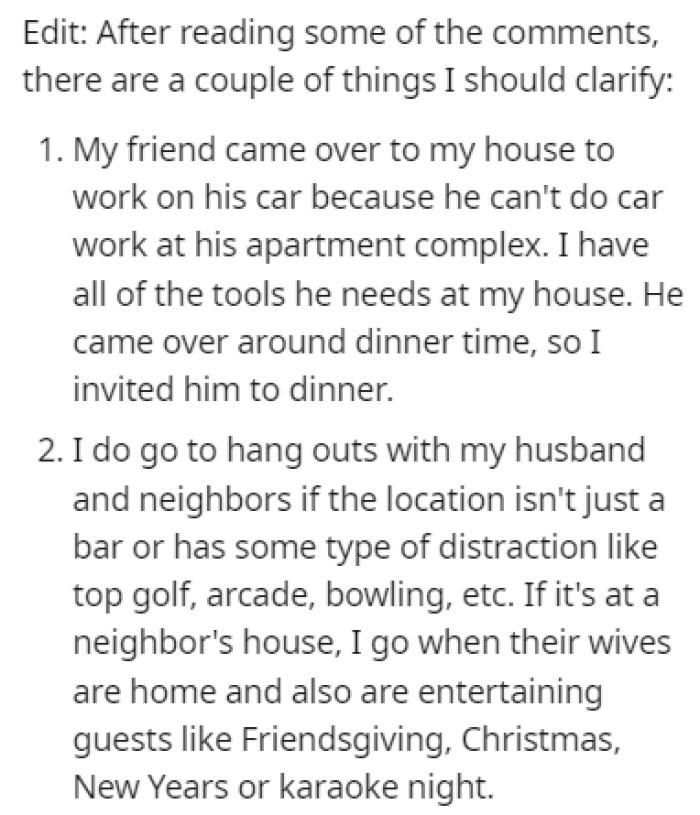 She provided an edit to clarify some things