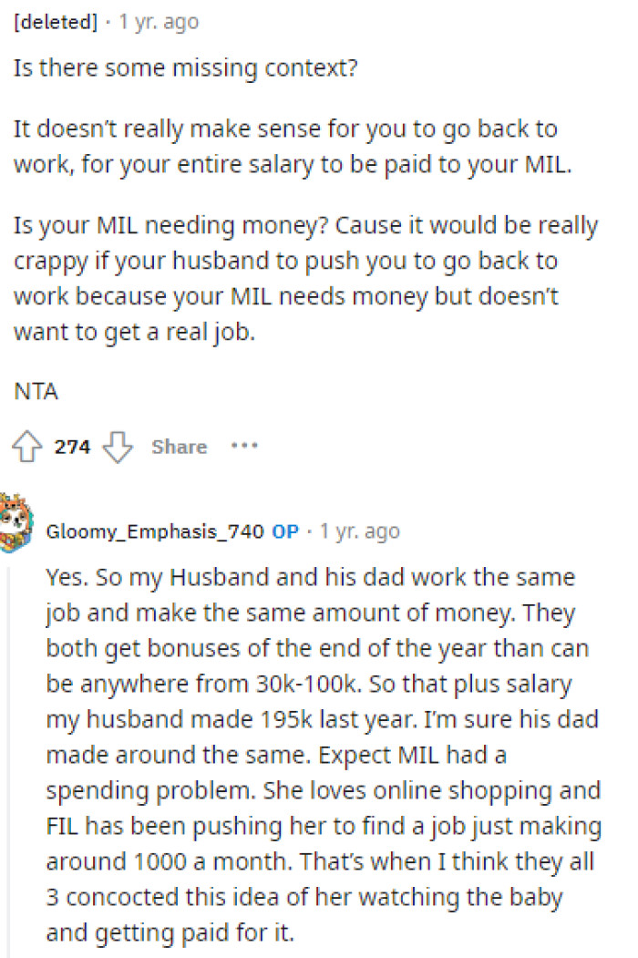 OP provided us with more context to the story so we could better understand her husband's perspective.