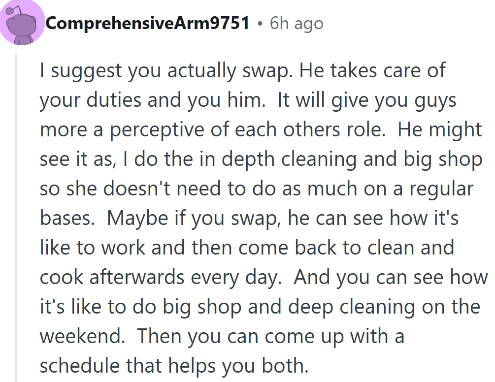 A true experiment in empathy — nothing like swapping chores to test who really keeps the house running.