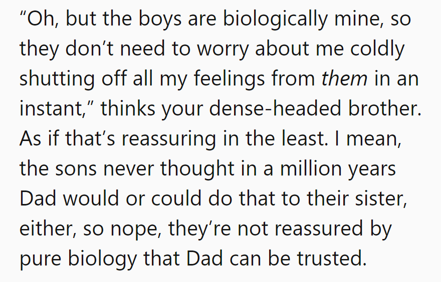 Bro's placing his bets on biology for trust? Good luck with that!