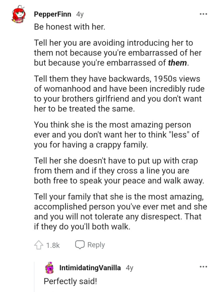 The OP is avoiding introducing his girlfriend to them