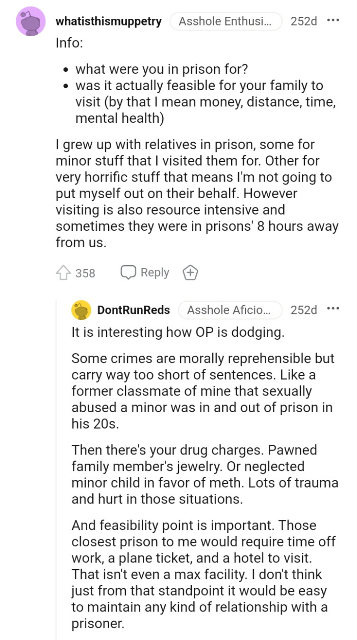 This Redditor grew up with relatives in prison