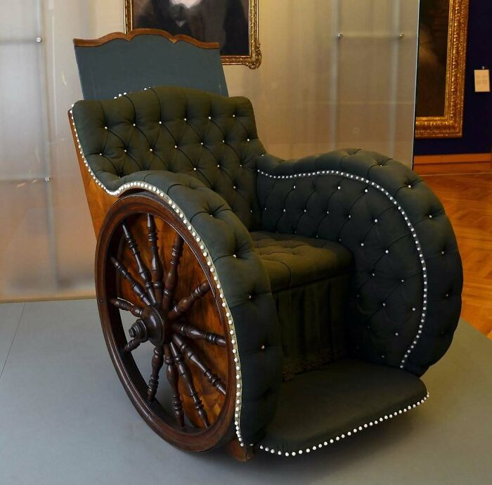 A wheelchair built for Holy Roman Empress Elisabeth Christine of Brunswick-Wolfenbüttel, 1740.