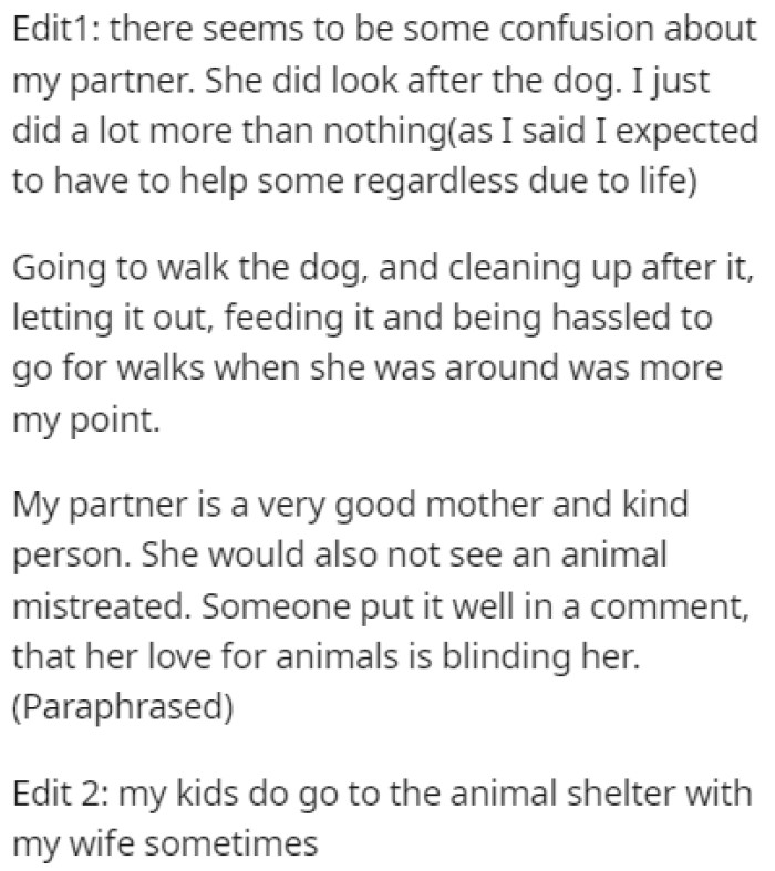 OP posted a couple of edits to the story, explaining some things to the Redditors