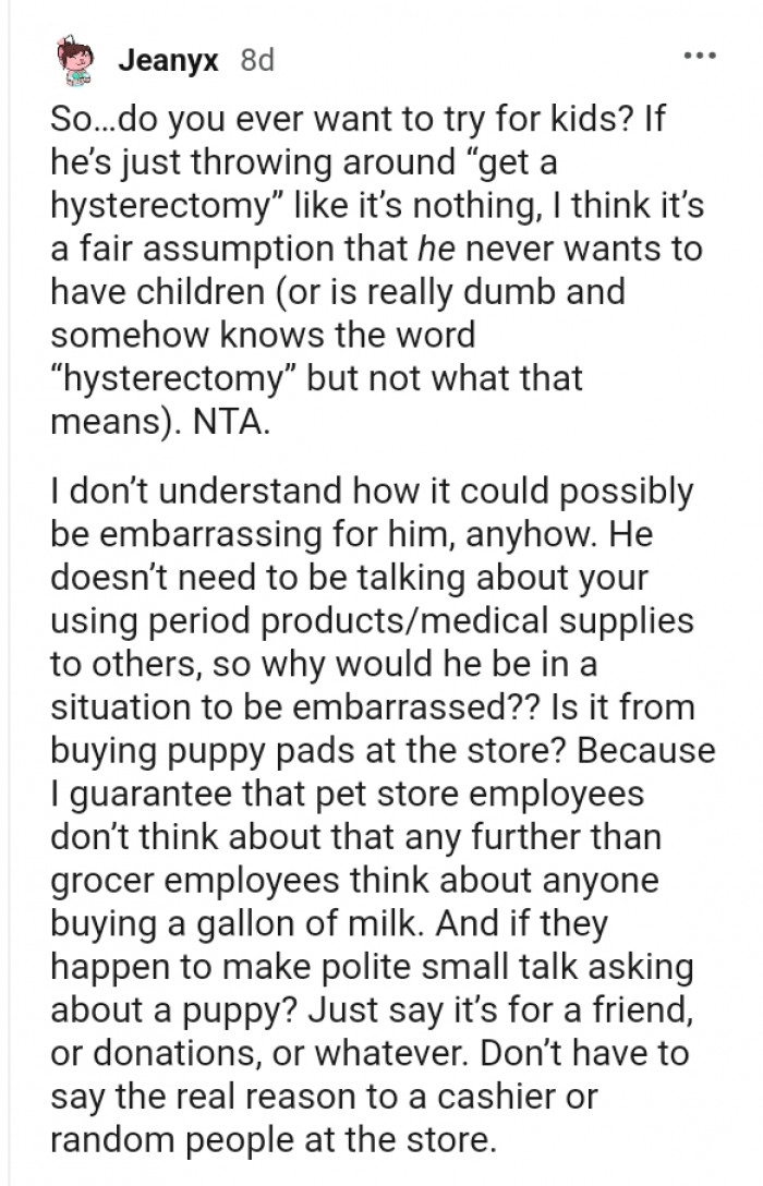 6. I don't understand how this is embarrassing for him