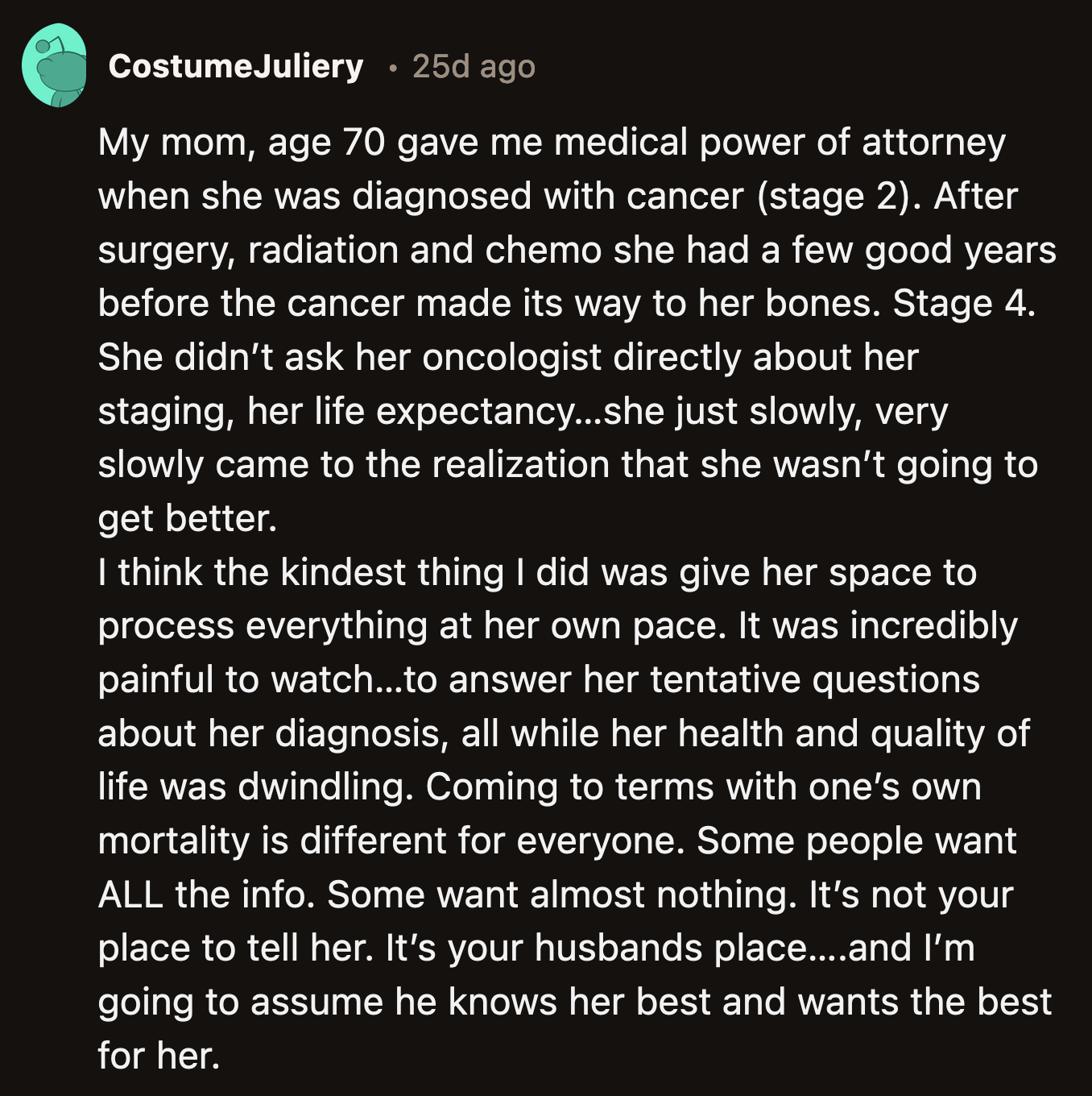 The best OP could do now is to leave it all to her husband and his family. Her husband was callous, but he was right. This was none of OP's business.