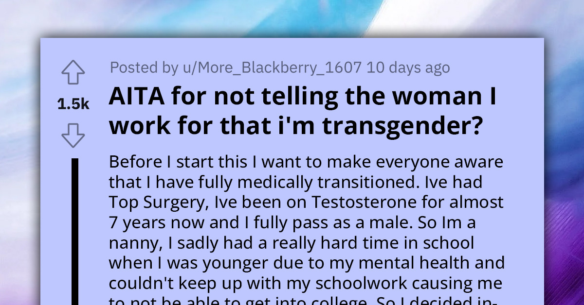 Transgender Nanny Loses Job and Gets Blocked After Employing Family Discovers His Gender Identity