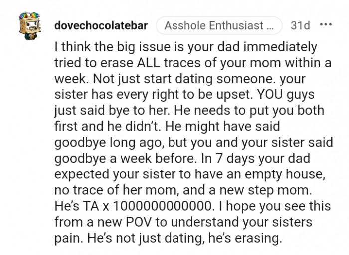 This Redditor hopes the OP sees this from another point of view