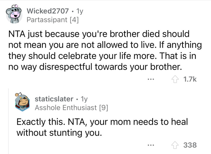 The mother needs to find a way to heal that doesn't involve OP.