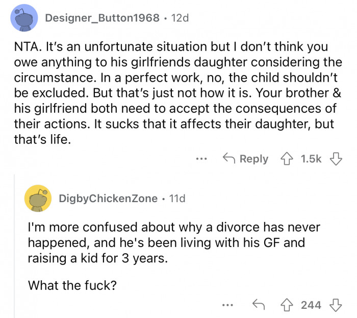 OP's brother and the GF need to accept the consequences of their actions.