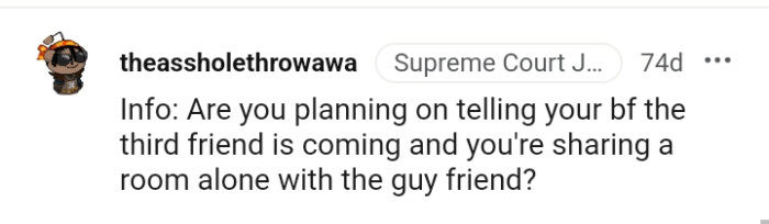 Is the OP planning on telling her boyfriend?