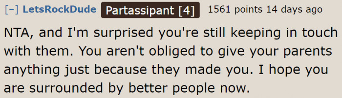 Even though she's not getting the love she deserves from her parents, we do hope that the OP is surrounded by people who truly care for her.