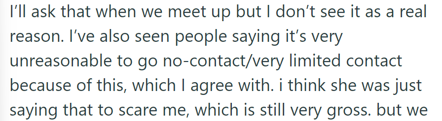 OP does agree that going NC would be reasonable.