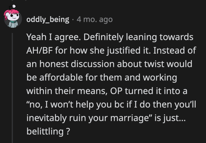 Her daughter was rightfully hurt by OP's assumption that her marriage would not work. However, asking your parents, aunts, and uncles to subsidize a wedding you cannot afford is not acceptable.