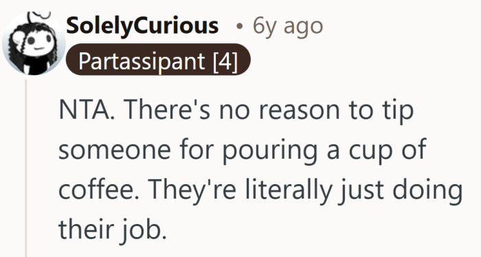 A quick handoff at the counter does not feel tip worthy to everyone.
