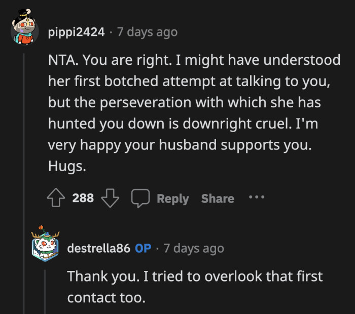 Making another woman feel like her miscarriage was her fault is evil