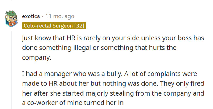 HR's loyalty: legality and company interests. Justice arrived when the manager made embezzlement a team sport, and a coworker blew the whistle.