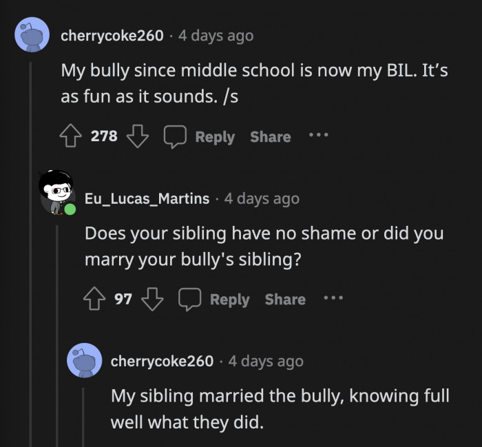 Siblings like OP's son are no better than the bullies and should really rethink what happened to their principles