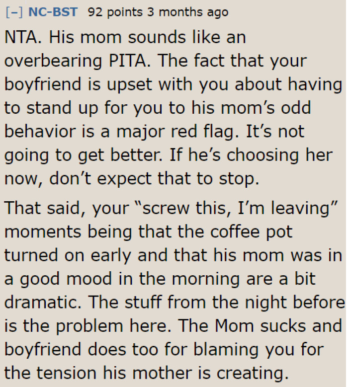 Can the OP handle both an overly controlling mom and a boyfriend who consistently supports his mother's overbearing behavior?