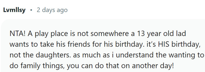 They can do a family thing some other day