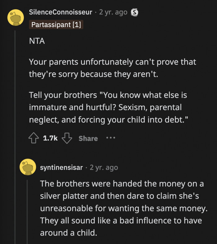 They gave her a generic apology because they still think what they said to her and how they raised her was the only right way. They actually aren't sorry.